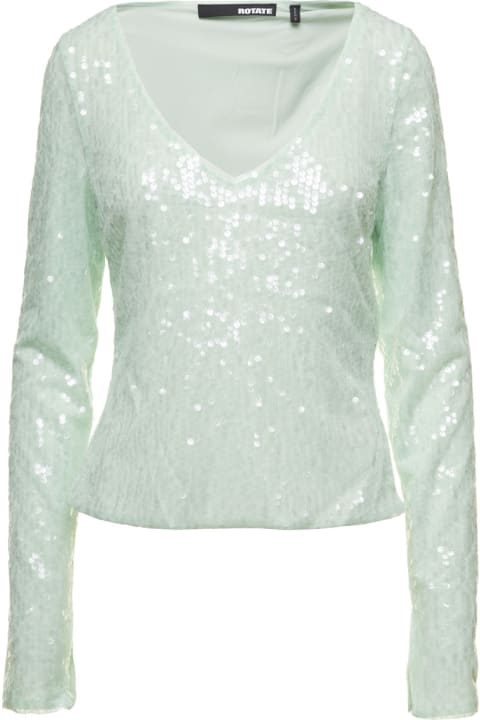 Rotate by Birger Christensen Sweaters for Women Rotate by Birger Christensen Green Long Sleeve Top With All-over Sequins In Recycled Fabric Woman