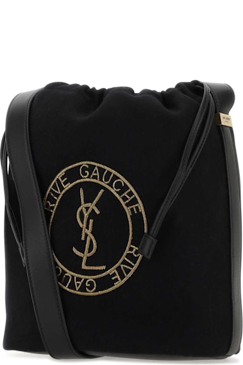 Bags for Men Saint Laurent Black Felt Rive De Gauche Bucket Bag