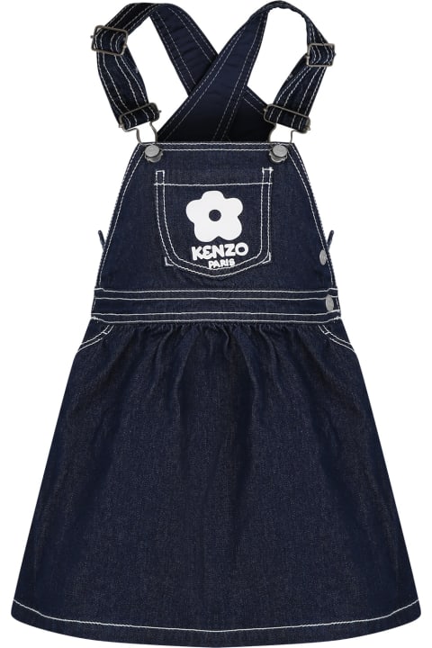 Coats & Jackets for Girls Kenzo Kids Denim Dungarees For Girl With Flower