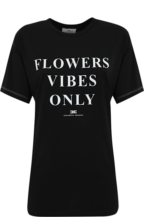 Homeware Elisabetta Franchi Jersey T-shirt With Print And Satin Bands