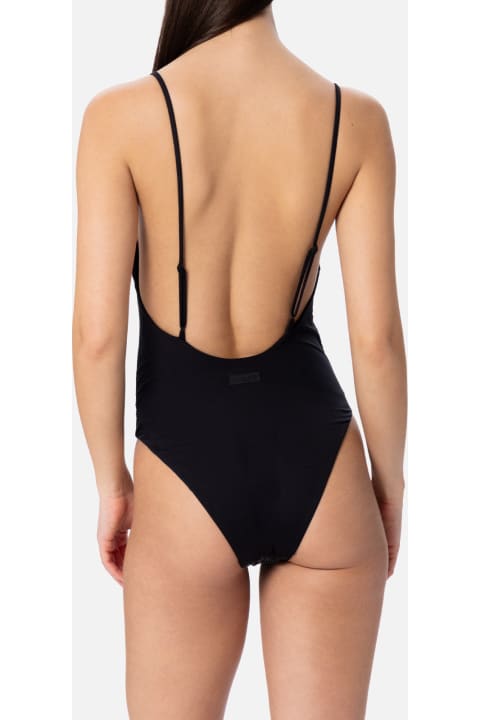 Homeware MC2 Saint Barth Woman Black One-piece Swimsuit Cecille With Rhinestones