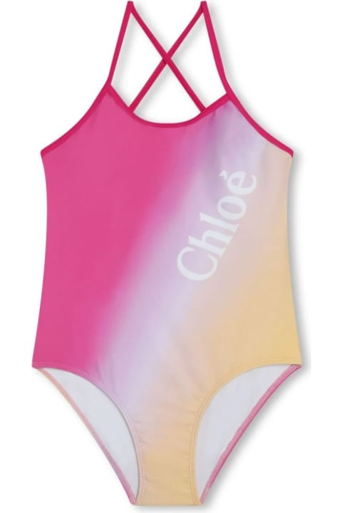 Swimwear for Girls Chloé Ombé One-piece Swimwear With Logo Print