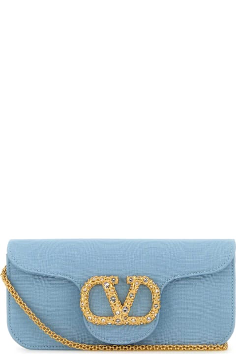 Bags for Women Valentino Garavani Light Blue Fabric Locã² Clutch