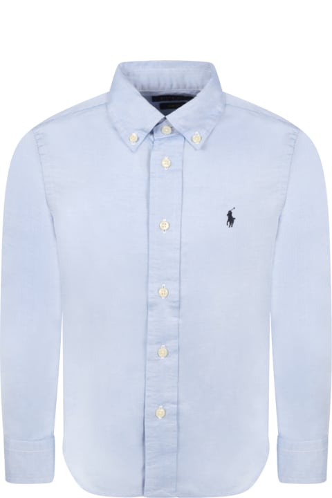 Homeware Ralph Lauren Light Blue Shirt For Boy With Pony Logo
