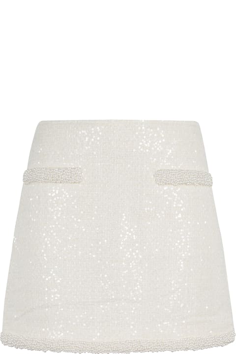 Homeware self-portrait Cream Boucle Pearl Trim Mini Skirt