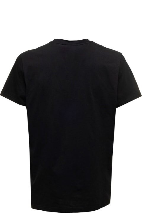 Topwear for Men Balmain Black T-shirt With Flock Logo In Cotton Man