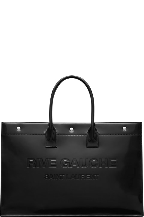 Large Rive Gauche Tote Bag In Shiny Leather