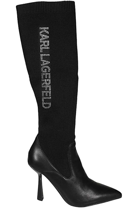 Karl Lagerfeld Knitted Pointy-toe Knee Boots