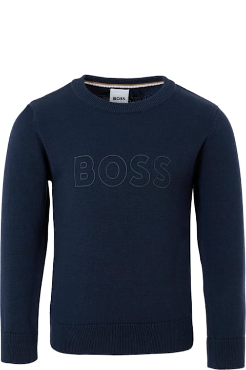 Homeware Hugo Boss Blue Sweater For Boy With Logo