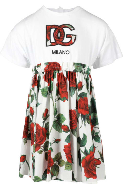 Dolce & Gabbana for Boys Dolce & Gabbana Rose-printed Pleated Midi Dress