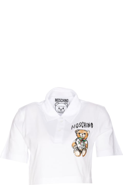Topwear for Women Moschino Cropped Drawn Teddy Bear T-shirt