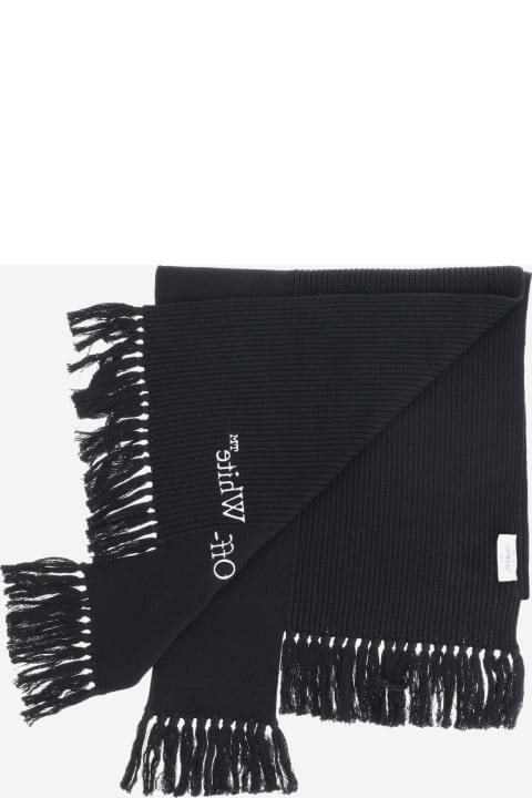 Scarves for Women Off-White Asymmetrical Cotton And Cashmere Blend Scarf