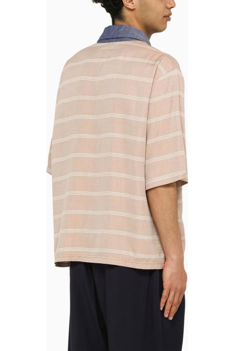 4sdesigns Shirts for Men 4sdesigns Striped Khaki Oversize Polo Shirt