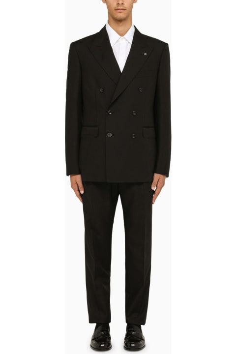 Suits for Men Tagliatore Black Double-breasted Suit In Wool