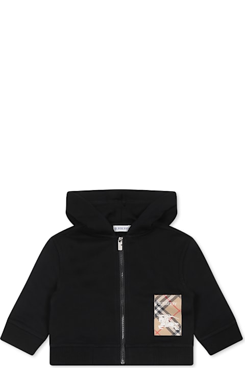 Burberry Sweaters & Sweatshirts for Baby Girls Burberry Black Sweatshirt For Babykids With Logo