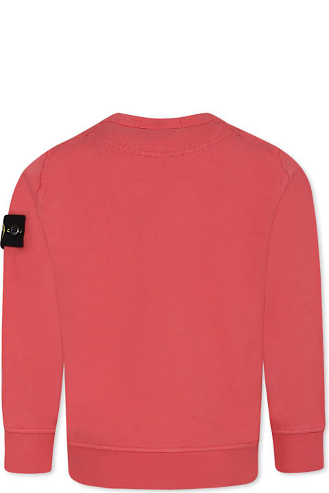 Homeware Stone Island Junior Red Sweatshirt For Boy With Compass