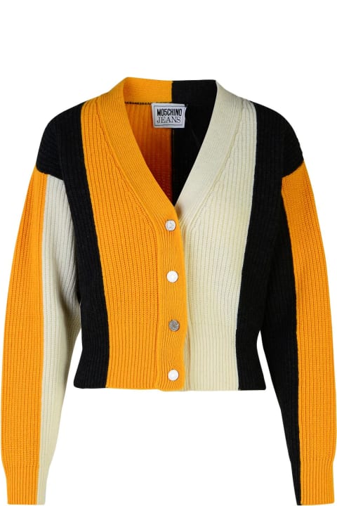 Homeware M05CH1N0 Jeans Multicolor Wool And Viscose Blend Striped Cardigan