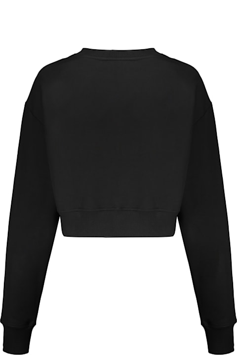 Balmain Black Cropped Sweatshirt With Logo, Casual Style