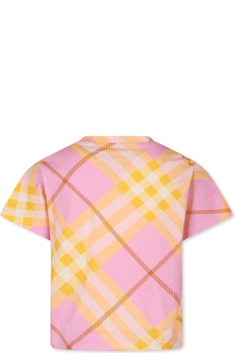 Burberry Topwear for Girls Burberry Pink T-shirt For Girl With Vintage Check