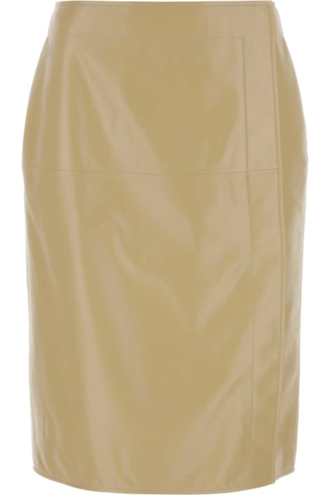 ウィメンズ新着アイテム Bottega Veneta Beige Leather Skirt