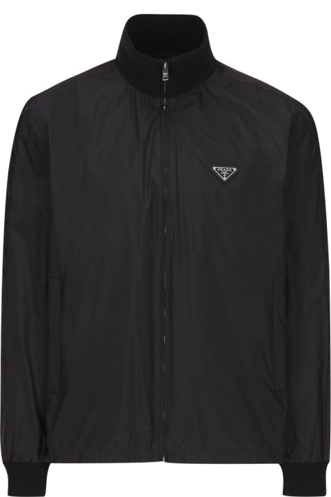 Coats & Jackets for Men Prada Logo Patch Zip-up Jacket