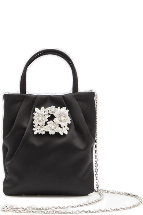 Roger Vivier for Women Roger Vivier Drape Pocket Bouquet Buckle Embellished Micro Tote Bag