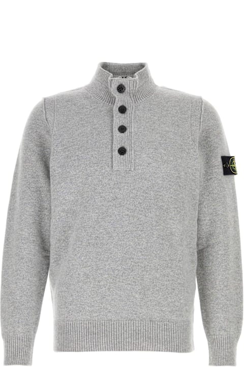 Stone Island for Men Stone Island Buttoned High Neck Jumper