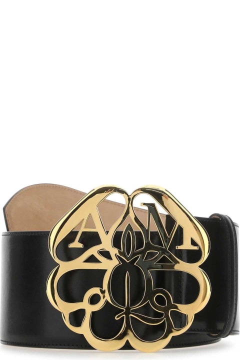 Belts for Women Alexander McQueen Flower Logo Plaque Buckle Belt