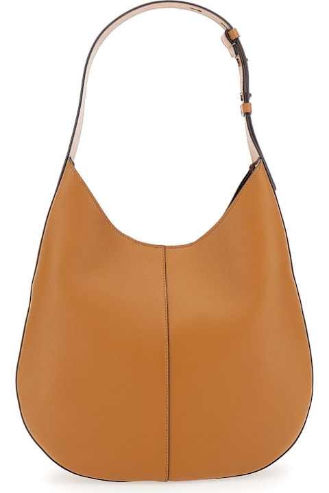 Homeware Tod's Brown Hobo Bag With Contrasting Edges In Leather Woman