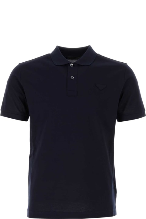 Topwear for Men Prada Midnight Blue Piquet Polo Shirt