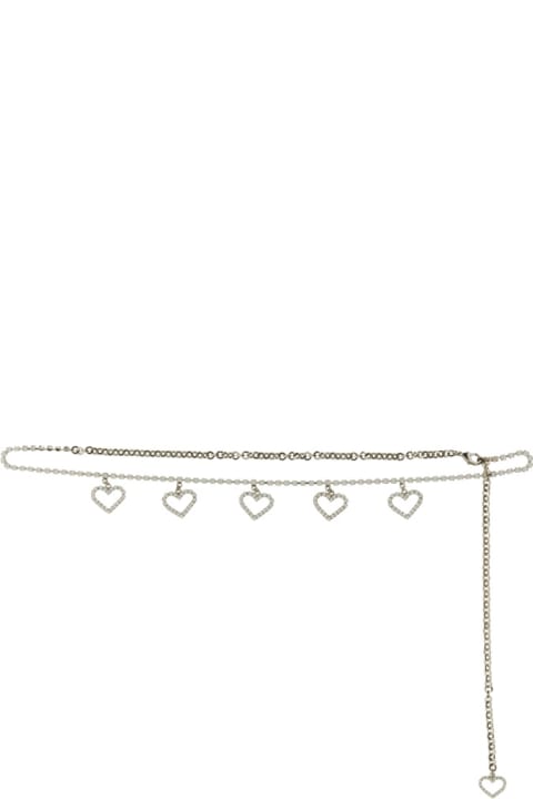 Alessandra Rich Belts for Women Alessandra Rich Crystal Belt With Heart Pendants