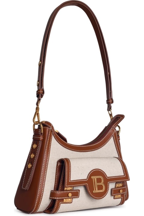 Homeware Balmain 'hobo B-buzz' Cream Cotton Blend Bag