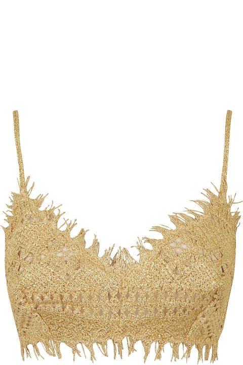Fashion for Women Ermanno Scervino Fringe Trim Perforated Woven Top