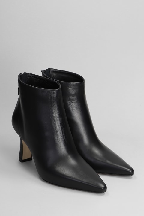 ウィメンズ The Sellerのブーツ The Seller High Heels Ankle Boots In Black Leather