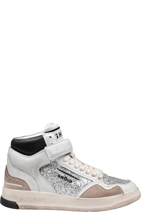 Fashion for Women GHOUD Sneakers Tweener Mid In Leather With Silver Glitter