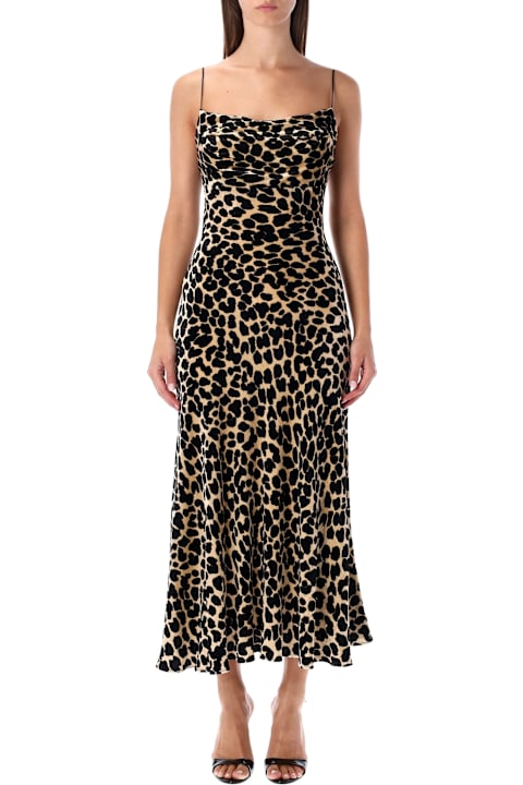 Homeware Balmain Balmain Leopard-print Velvet Midi Dress With Thin Straps