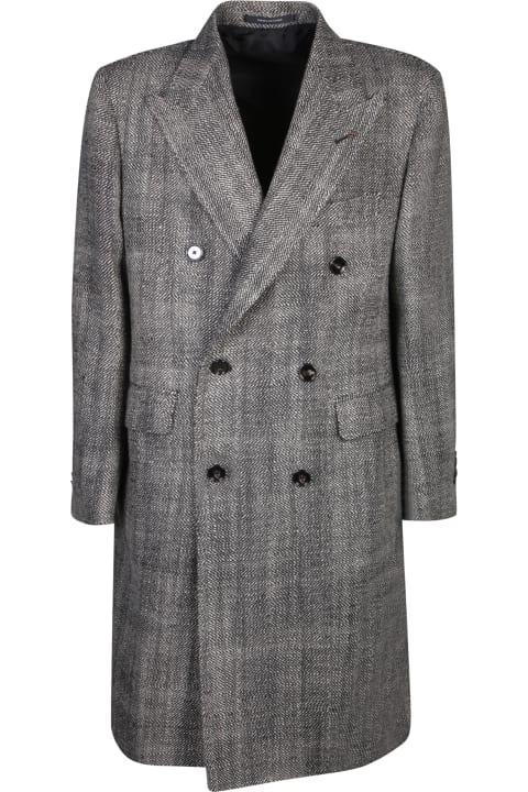 メンズ Tagliatoreのコート＆ジャケット Tagliatore Herringbone Black/grey Coat