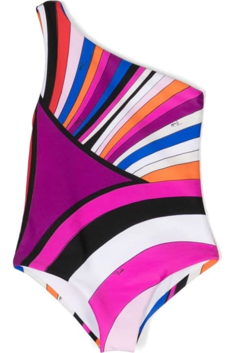Fashion for Women Pucci One-shoulder Swimwear With Purple/multicolour Iride Print