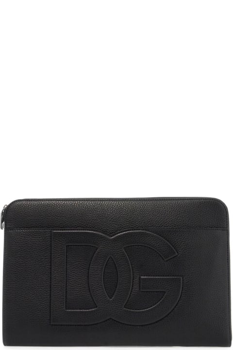 Dolce & Gabbana Luggage for Men Dolce & Gabbana Large Hammered Leather Pouch