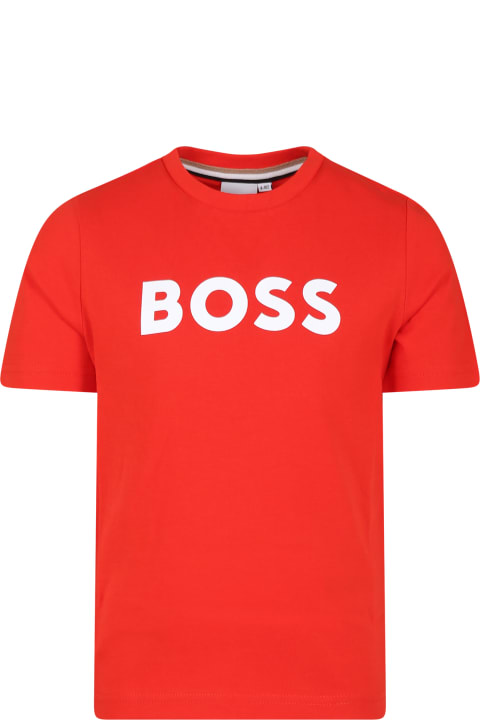 Homeware Hugo Boss Red T-shirt For Boy With Logo