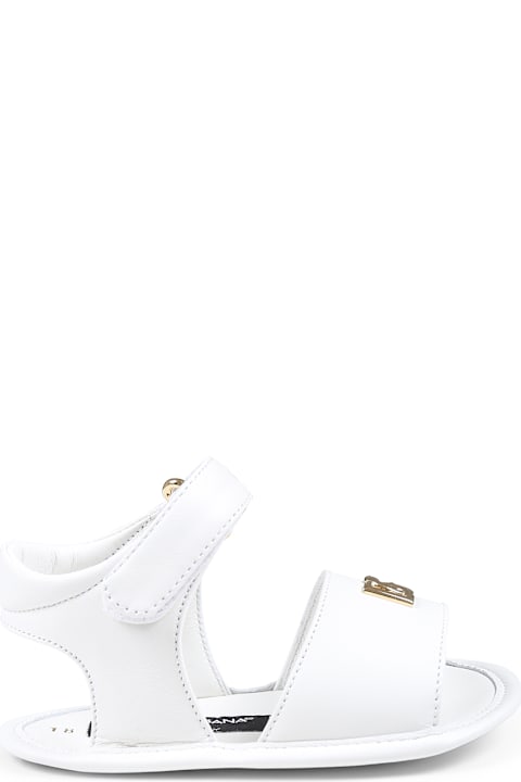 Homeware Dolce & Gabbana White Sandals For Baby Girl With Logo