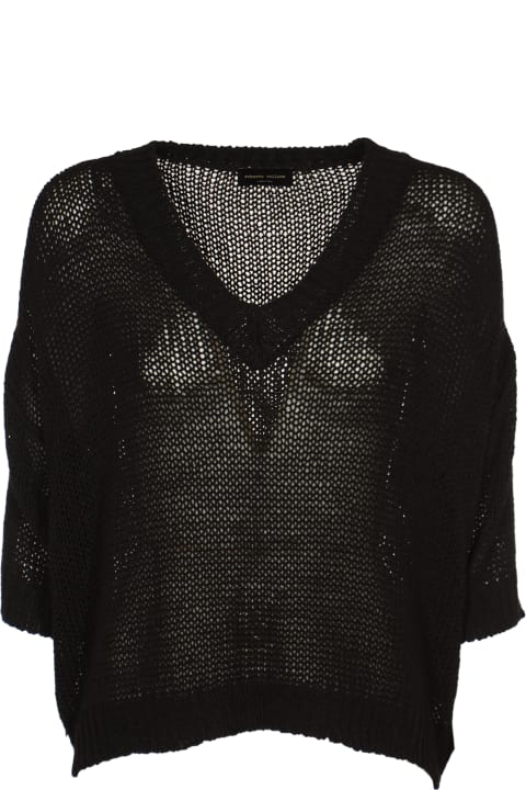Roberto Collina Clothing for Women Roberto Collina V-neck Perforated Rib Trim Sweater