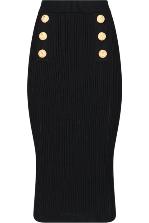 Skirts for Women Balmain Buttoned Knit Midi Skirt