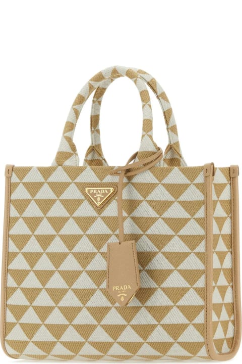 Totes for Women Prada Embroidered Fabric Small Symbole Shopping Bag
