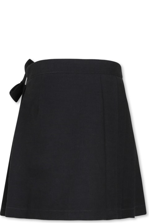 ガールズ MSGMのボトムス MSGM Grey Skirt For Girl With Bow