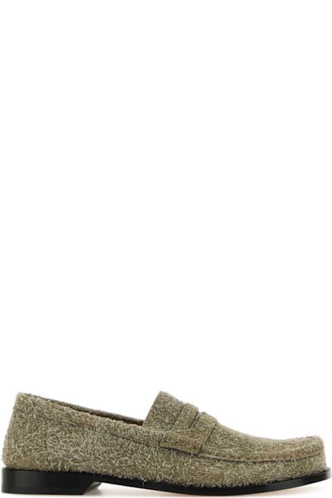 Loewe Shoes for Men Loewe Khaki Suede Campo Loafers