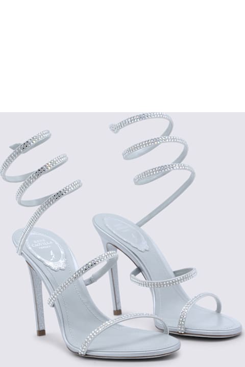 René Caovilla Silver Leather Cleo Sandals