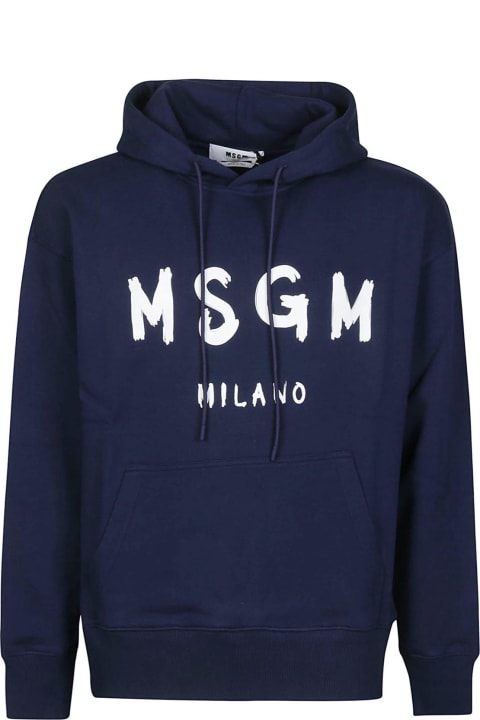 メンズ MSGMのフリース＆ラウンジウェア MSGM Logo Printed Drawstring Hoodie