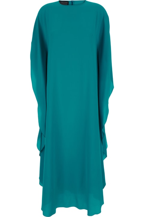 Fashion for Women Gianluca Capannolo Green Long Dress With Boat Neck In Silk Woman