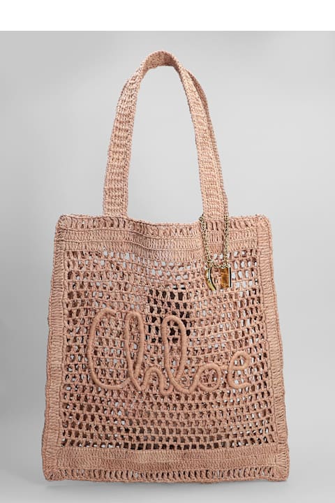 Chloé Summer Banana Tote In Powder Raffia